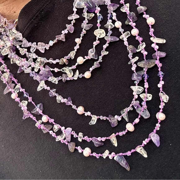 unbranded Jewelry - Amethyst, pearl cascading, tiered, necklace,